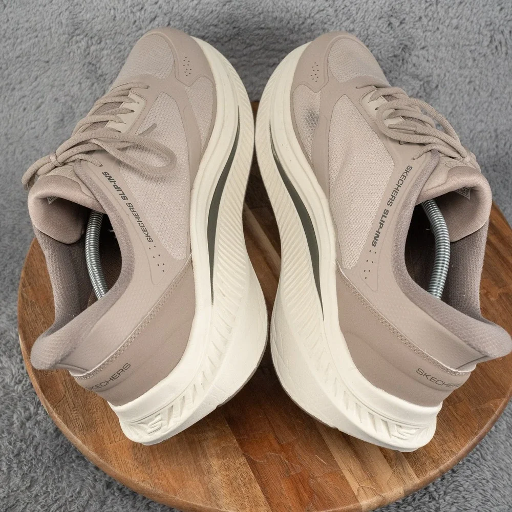 Men's 13‎ Skechers Shoe Slip Ins Max Cushion Wide Go Walk Taupe Knit 216351